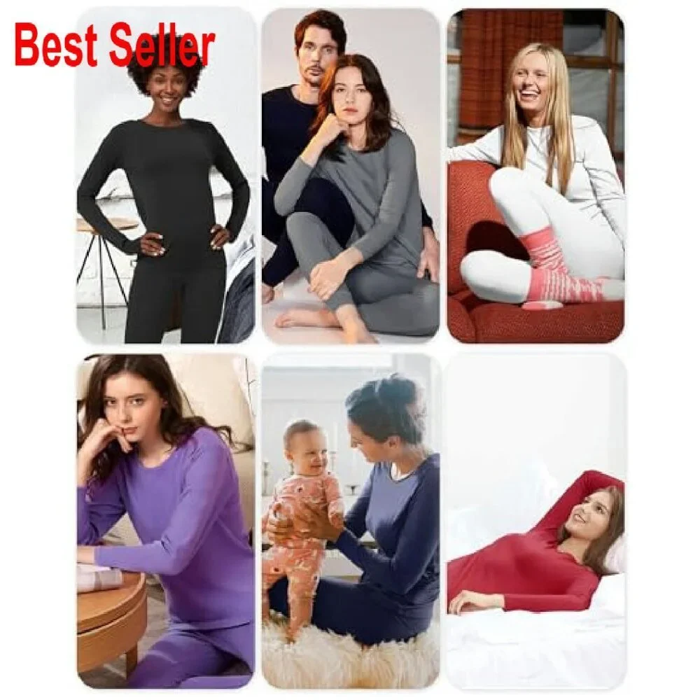 Fleece Lined Thermal Underwear Set Long Johns Base Layer Women's Winter